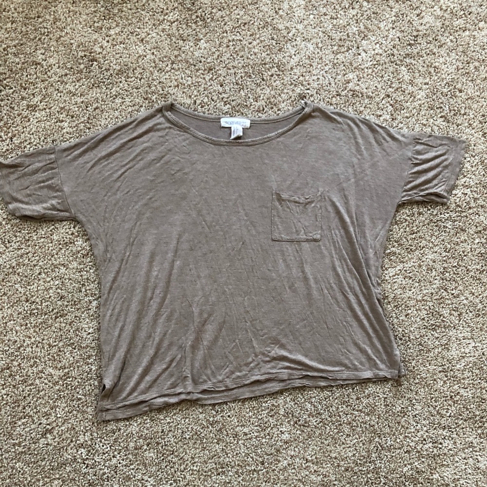 Forever 21 Tan Short Sleeve Top with front Pocket